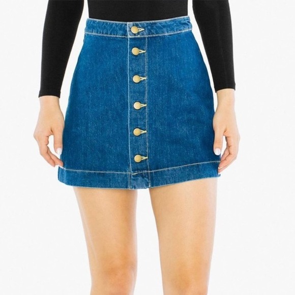 NWT American Apparel Denim ALine Button Mini Skirt